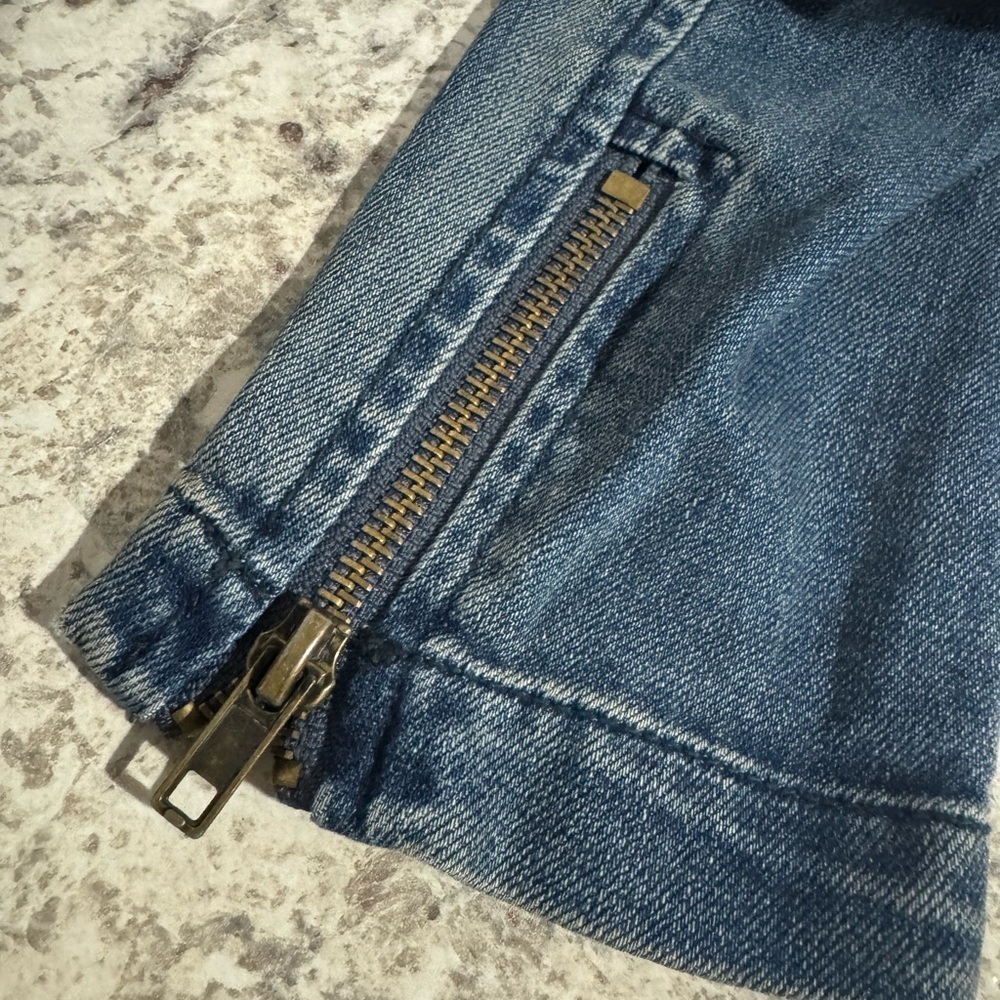 Free People Denim Cropped Moto Jacket Women’s Size Small - Picture 6 of 12